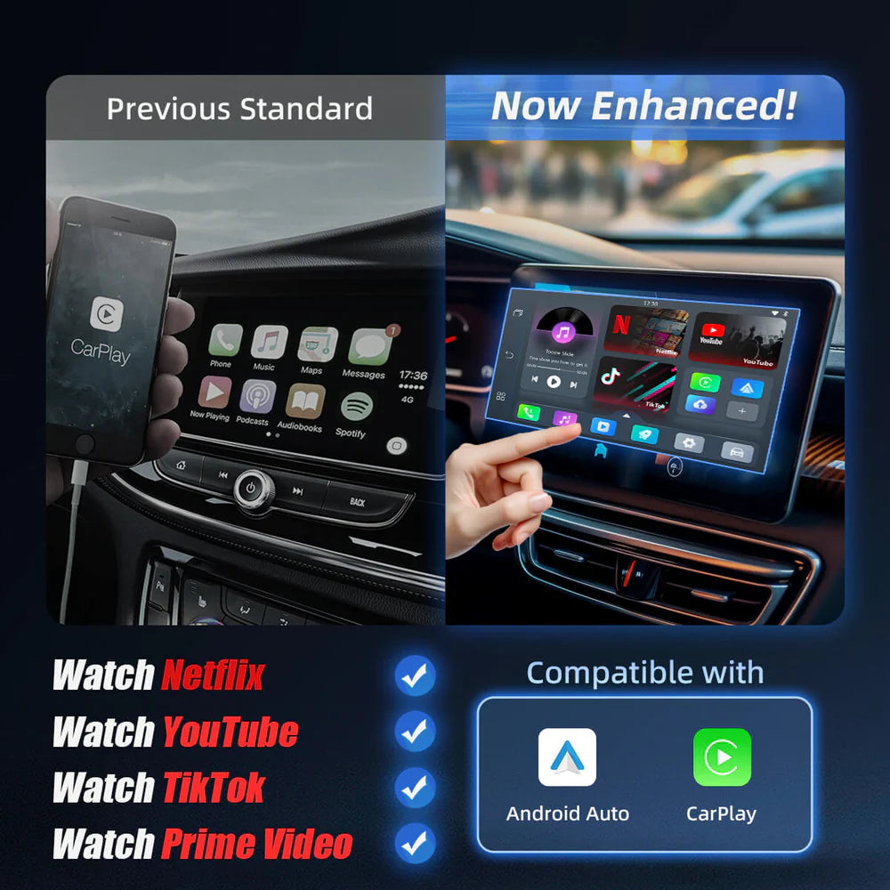 2025 New Upgrade - Play2Video Pro | Netflix, YouTube, Prime Video, TikTok & Wireless CarPlay Android Auto Adapter