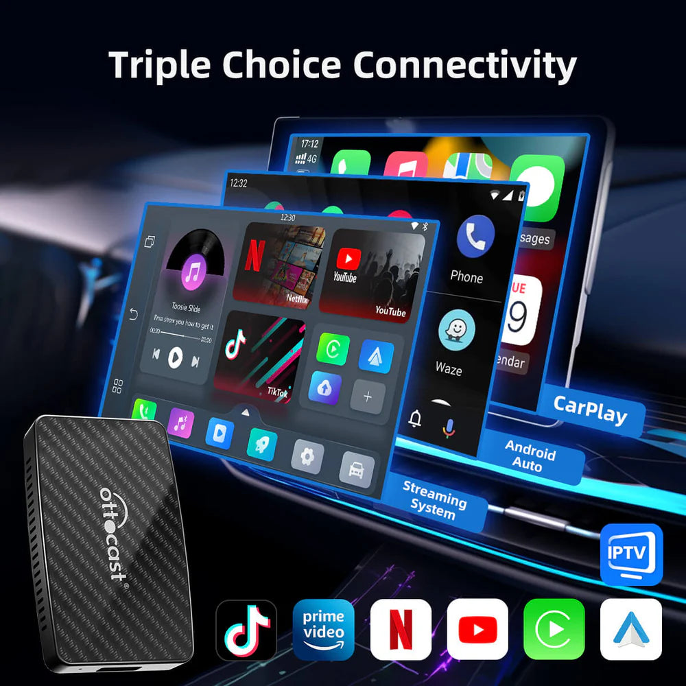 2025 New Upgrade - Play2Video Pro | Netflix, YouTube, Prime Video, TikTok & Wireless CarPlay Android Auto Adapter