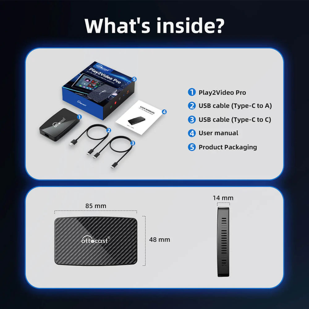 2025 New Upgrade - Play2Video Pro | Netflix, YouTube, Prime Video, TikTok & Wireless CarPlay Android Auto Adapter