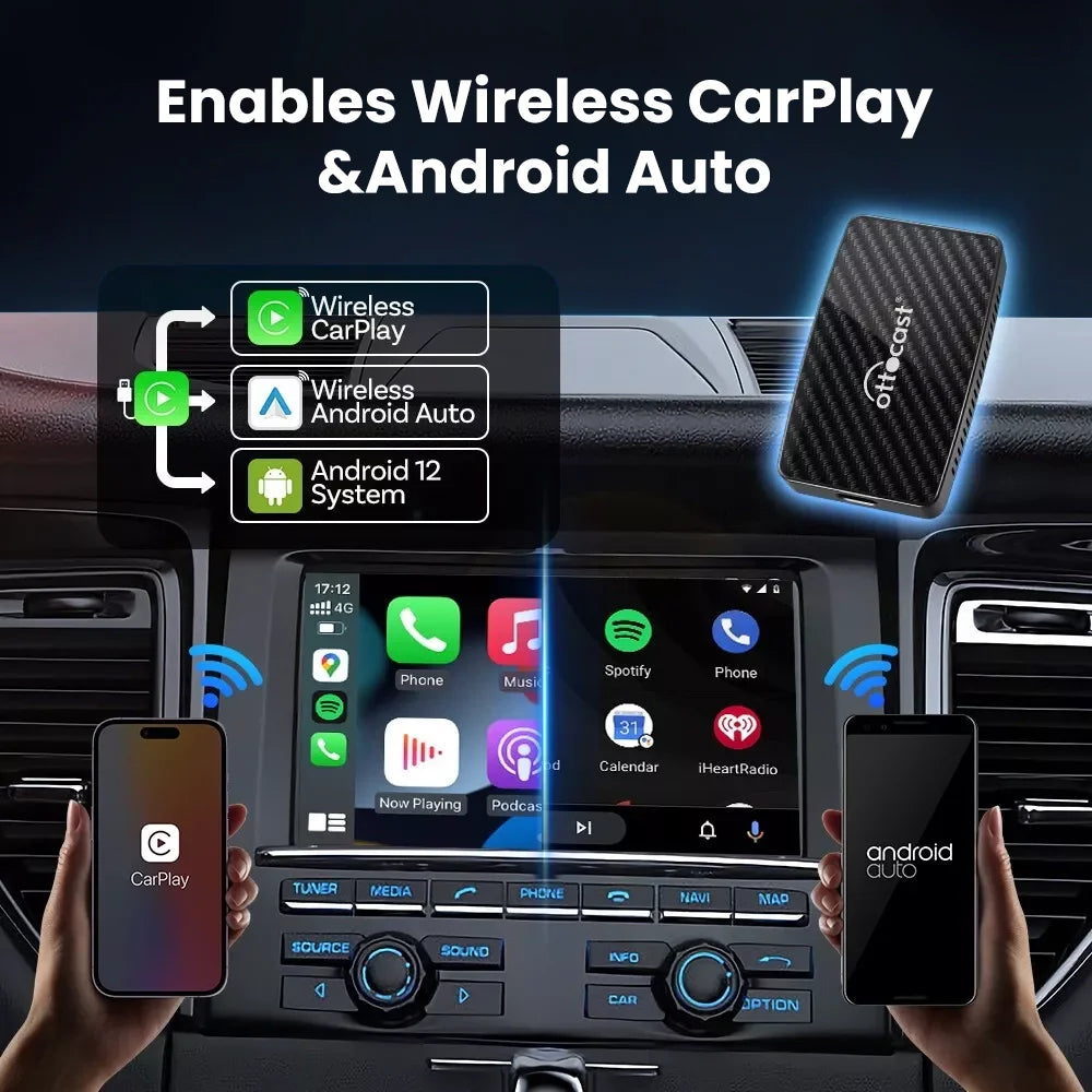 2025 New Upgrade - Play2Video Pro | Netflix, YouTube, Prime Video, TikTok & Wireless CarPlay Android Auto Adapter