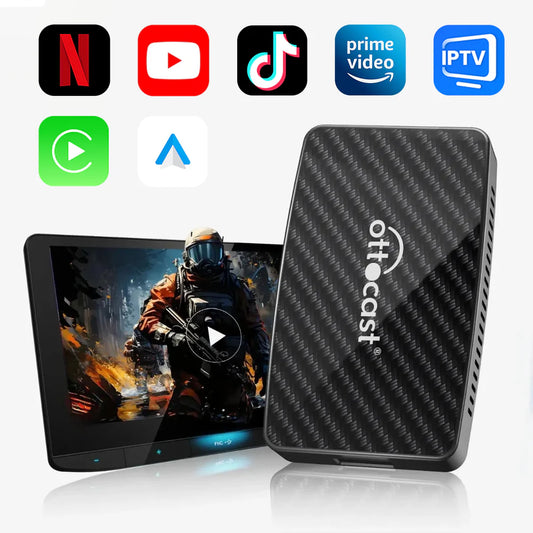2025 New Upgrade - Play2Video Pro | Netflix, YouTube, Prime Video, TikTok & Wireless CarPlay Android Auto Adapter